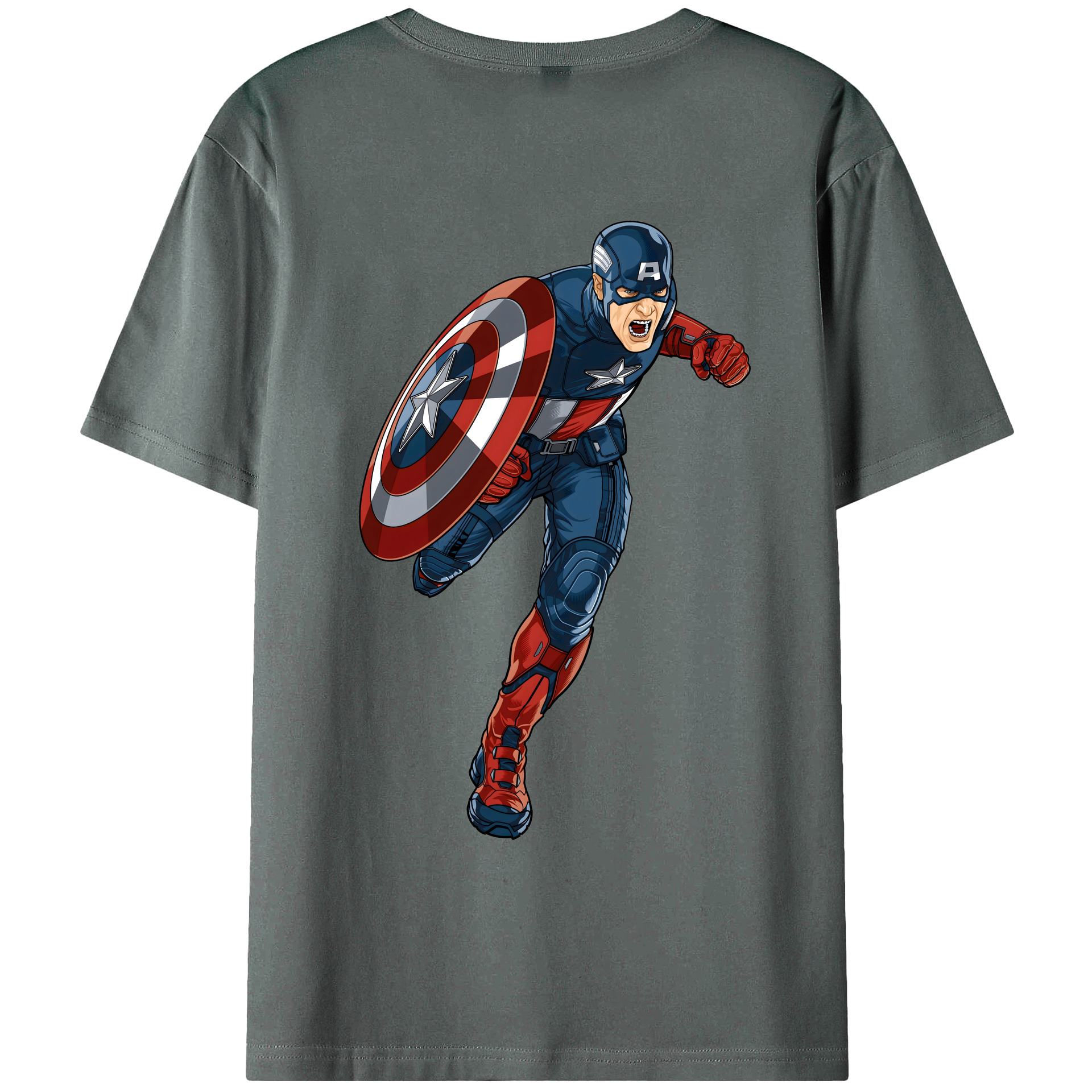 （画像用） アベンジャーズ The Avengers 綿100％ メンズ半袖Tシャツ（バックプリント） 通気性